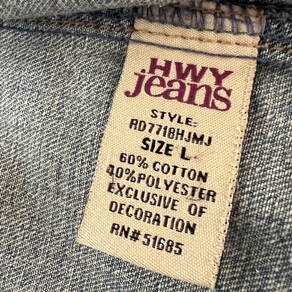 Highway Jeans Sleeveless Denim Jean Jacket Vest Distressed Women's Size Large - Picture 10 of 12